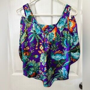 Vintage 90’s Victoria’s Secret gold label bold purple floral lingerie set XS